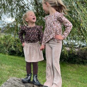 Flared pants donker beige (brede rib)