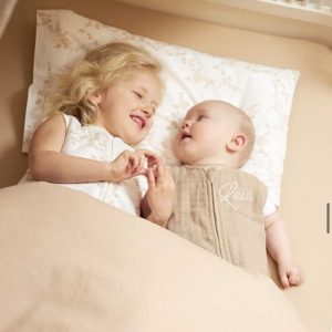 Hydrofiel slaapzak sand met naam