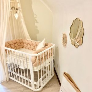 Pakketprijs co-sleeper ledikant wit met vlechtbumper