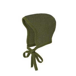 Strikmutsje wol olijf antraciet