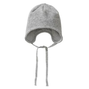 Strikmutsje gekookte wol grijs