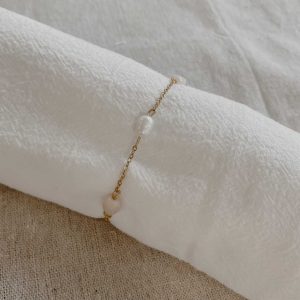 Armband RVS parel/gold