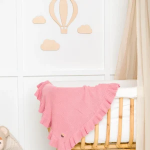Knit ruffle deken Blush