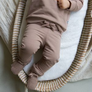 Klein baby | Broekje bruin mauve strik