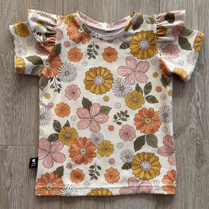 Shirt bloemen gebroken wit