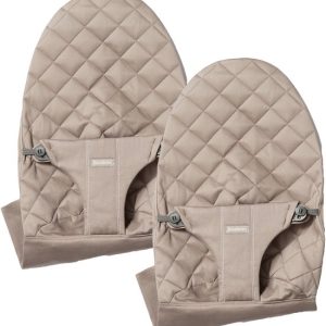 BabyBjörn set van 2 Stoffen Zittingen voor BabyBjörn Wipstoel – Geweven klassieke quilt – Zandgrijs