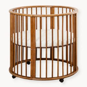 Ronde baby box walnoot