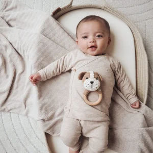 Klein Baby | Overslagshirt beige melange