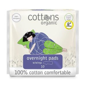 Biologisch Maandverband Voor De Nacht – 10 stuks – Cottons