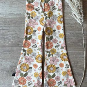 Flared pants bloemen gebroken wit