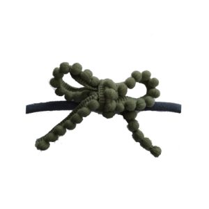 Haarband grijs / legergroen strik