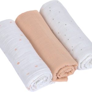 Lässig Hydrofiele luier swaddle doek 3 stuks 85 x 85 cm – Moon peach