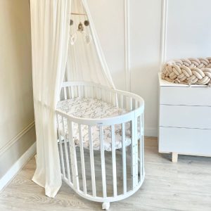 Ovaal wiegje & ledikant 7-1 wit