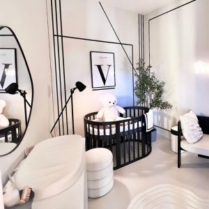 Ovaal wiegje & ledikant 7-1 Antraciet