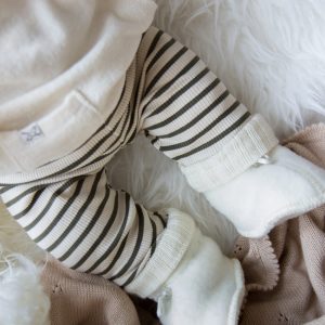 Petit piao | Legging rib stripes green