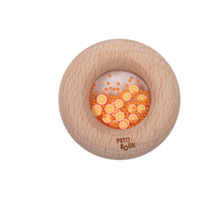 Petit Boum | Sensorische bijtring rammelaar sinasappel