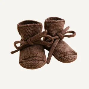 Hvid slofjes van merinowol mocha